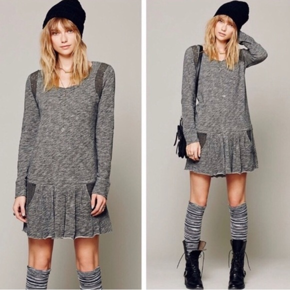 Free People Dresses & Skirts - Free People Beach Sweet Nothings Drop Waist Long Sleeve Mini Dress, size M